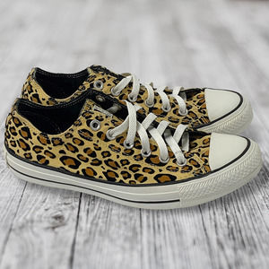 Converse All Star Low Women's Size 9 Leopard Animal Print Canvas Sneaker 131850F